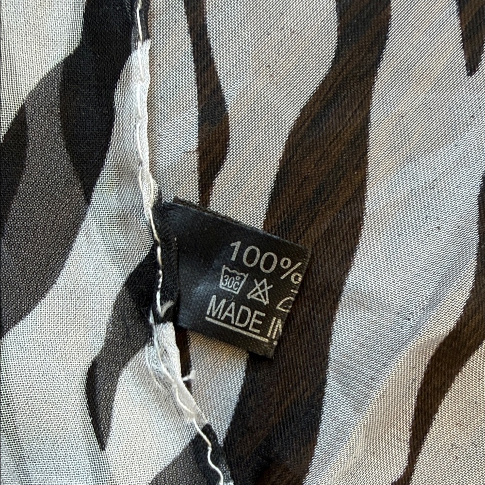 Zebra Print Scarf - Black & White Lightweight 100% silk - Picture 2 of 11